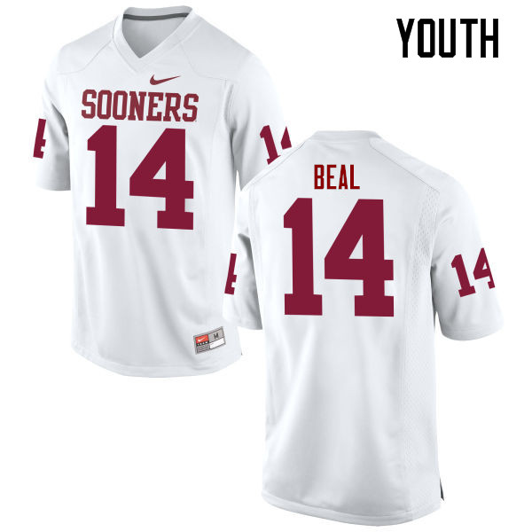Youth Oklahoma Sooners #14 Emmanuel Beal College Football Jerseys Game-White